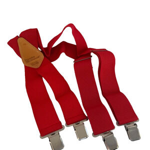 Vintage Popular Mechanics Red Suspenders Heavy Duty Workwear 2" wide